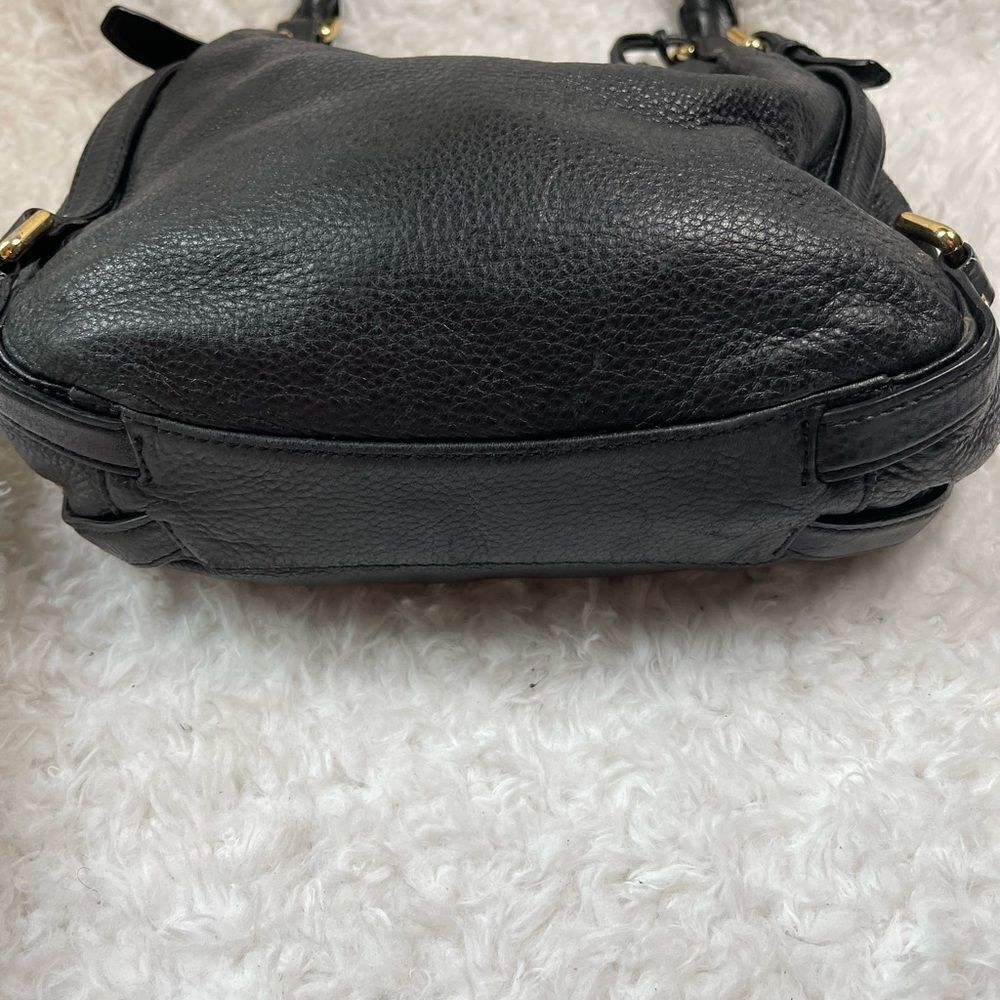 Michael Kors Black Pebble Leather Satchel with gold tone hardwares and accents. - Picture 7 of 16